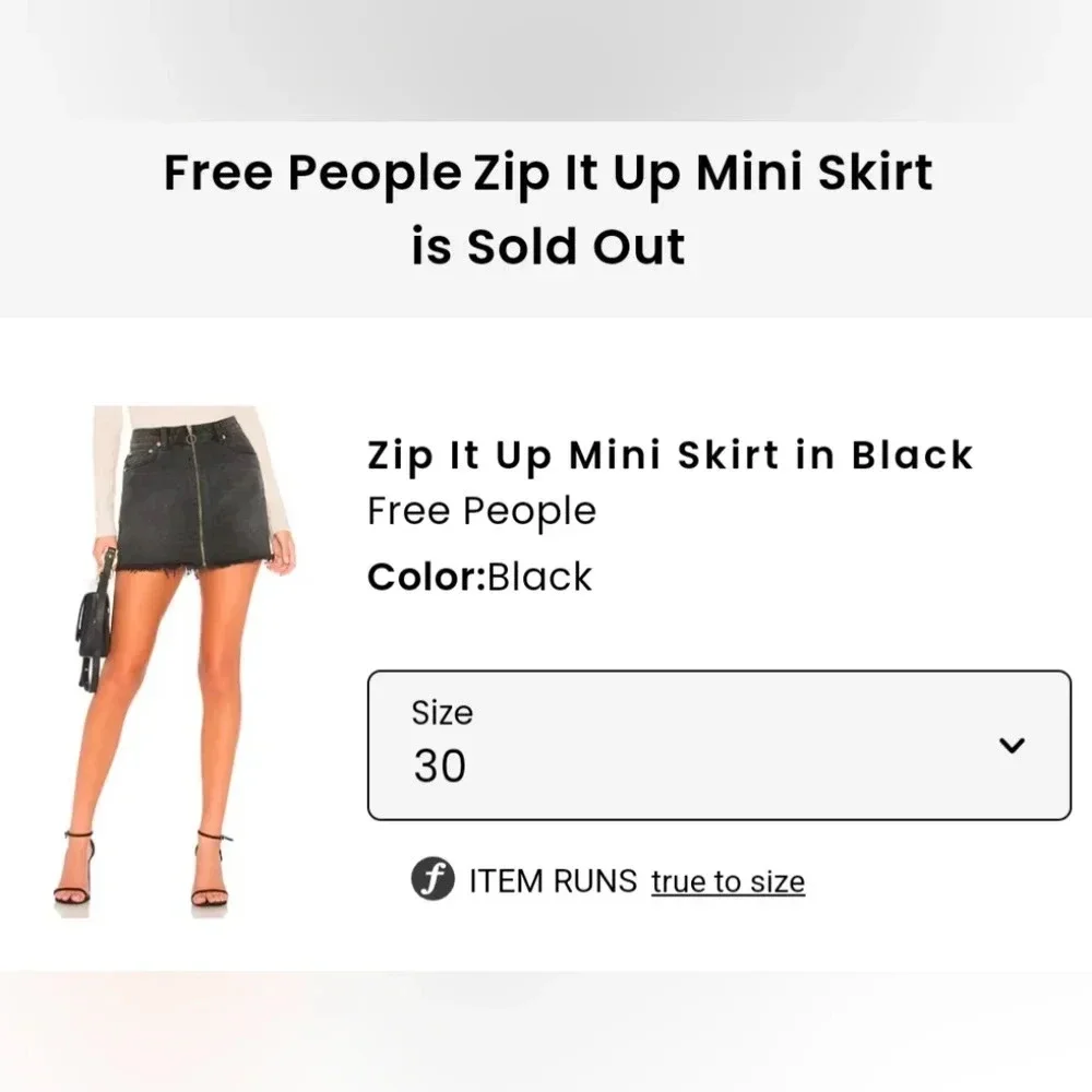 NWT Free People We The Free Zip It Up Mini Skirt in Black - Picture 7 of 8